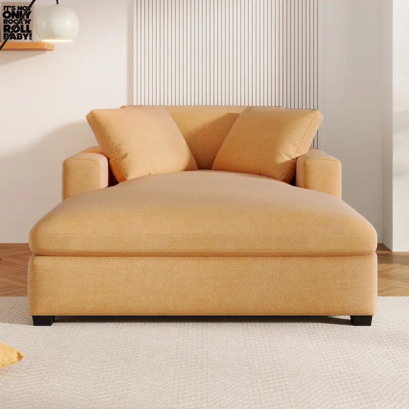 Chaise longue, tissu peluche, pieds en bois massif, 1–2 personnes