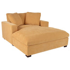 Chaise longue, tissu peluche, pieds en bois massif, 1–2 personnes