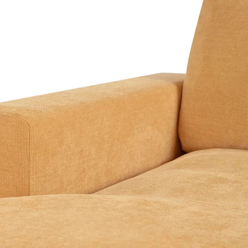 Chaise longue, tissu peluche, pieds en bois massif, 1–2 personnes