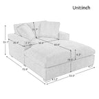 Chaise longue, tissu peluche, pieds en bois massif, 1–2 personnes
