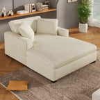 Chaise longue, tissu peluche, pieds en bois massif, 1–2 personnes