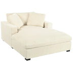 Chaise longue, tissu peluche, pieds en bois massif, 1–2 personnes