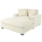 Chaise longue, tissu peluche, pieds en bois massif, 1–2 personnes