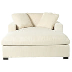 Chaise longue, tissu peluche, pieds en bois massif, 1–2 personnes
