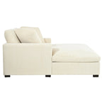 Chaise longue, tissu peluche, pieds en bois massif, 1–2 personnes