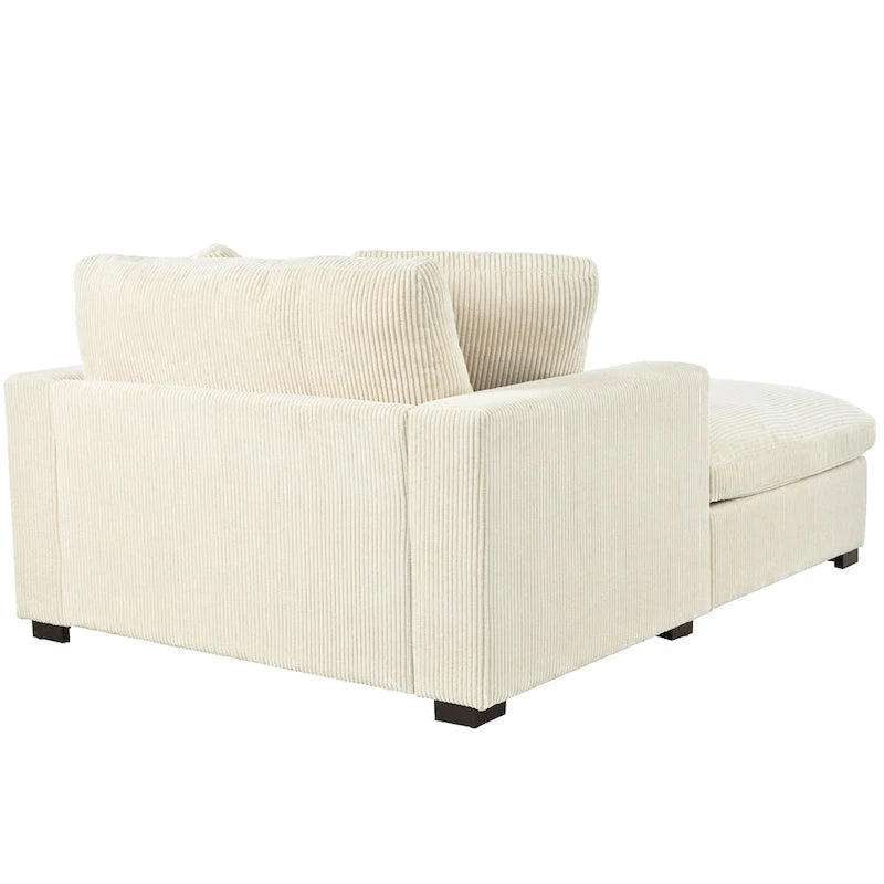 Chaise longue, tissu peluche, pieds en bois massif, 1–2 personnes