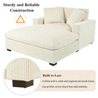Chaise longue, tissu peluche, pieds en bois massif, 1–2 personnes