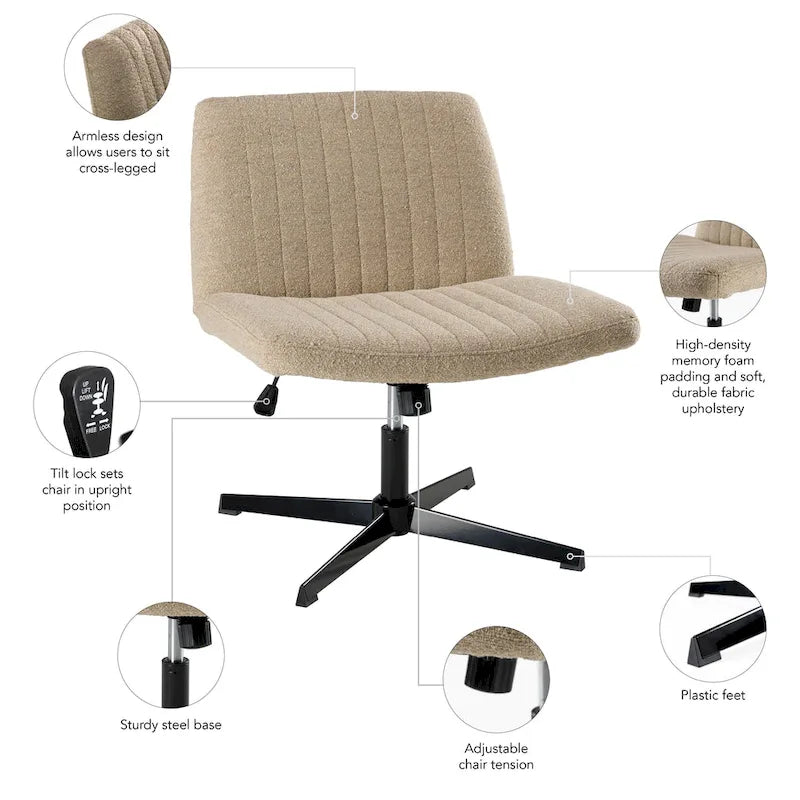 Fauteuil de bureau sans accoudoirs et sans roulettes, Individuel, Beige froid / Anthracite foncé / Crème clair