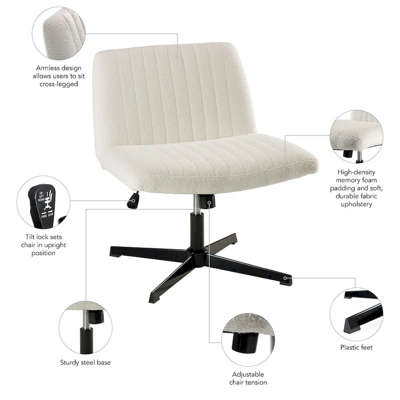 Fauteuil de bureau sans accoudoirs et sans roulettes, Individuel, Beige froid / Anthracite foncé / Crème clair