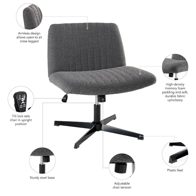 Fauteuil de bureau sans accoudoirs et sans roulettes, Individuel, Beige froid / Anthracite foncé / Crème clair