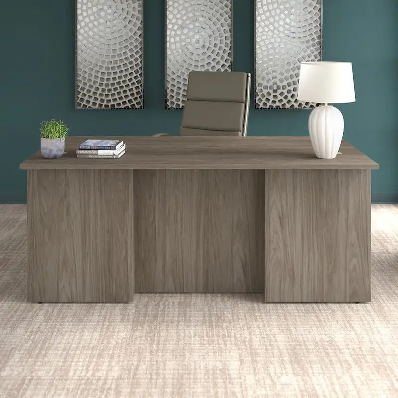 Bureau de direction de 183 cm – Chêne clair / Noyer cendré / Gris orage / Noyer noir, pour 1 personne