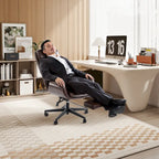 Fauteuil de bureau pivotant à dossier haut avec repose-pieds et accoudoirs, 1 personne, couleur café