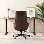 Fauteuil de bureau pivotant à dossier haut avec repose-pieds et accoudoirs, 1 personne, couleur café