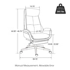 Fauteuil de bureau pivotant à dossier haut avec repose-pieds et accoudoirs, 1 personne, couleur café