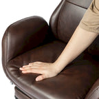 Fauteuil de bureau pivotant à dossier haut avec repose-pieds et accoudoirs, 1 personne, couleur café