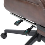 Fauteuil de bureau pivotant à dossier haut avec repose-pieds et accoudoirs, 1 personne, couleur café