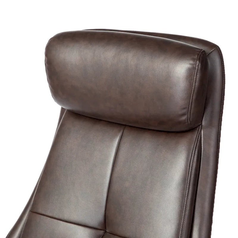 Fauteuil de bureau pivotant à dossier haut avec repose-pieds et accoudoirs, 1 personne, couleur café