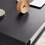 Bureau d'écriture noyer / noir mi-siècle avec tiroirs, ports USB et prise de courant, 1 personne