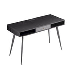 Bureau d'écriture noyer / noir mi-siècle avec tiroirs, ports USB et prise de courant, 1 personne