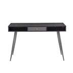 Bureau d'écriture noyer / noir mi-siècle avec tiroirs, ports USB et prise de courant, 1 personne