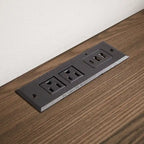 Bureau d'écriture noyer / noir mi-siècle avec tiroirs, ports USB et prise de courant, 1 personne