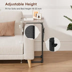 Table d'appoint en C à hauteur réglable avec sac de rangement – Marron rustique / Greige / Noir / Blanc – 1 personne