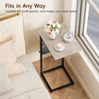 Table d'appoint en C à hauteur réglable avec sac de rangement – Marron rustique / Greige / Noir / Blanc – 1 personne