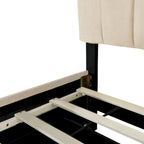 Lit plateforme capitonné en velours gris/beige, format Queen, avec lit gigogne et 2 tiroirs, 2 personnes