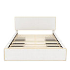 Lit plateforme tapissier blanc Queen avec 4 tiroirs de rangement, 1 personne