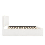 Lit plateforme tapissier blanc Queen avec 4 tiroirs de rangement, 1 personne