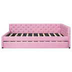 Canapé-lit capitonné en lin avec lit gigogne Twin XL, Full XL, Beige/Rose, 2 couchages