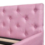 Canapé-lit capitonné en lin avec lit gigogne Twin XL, Full XL, Beige/Rose, 2 couchages