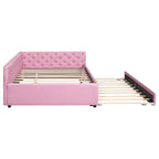 Canapé-lit capitonné en lin avec lit gigogne Twin XL, Full XL, Beige/Rose, 2 couchages