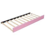 Canapé-lit capitonné en lin avec lit gigogne Twin XL, Full XL, Beige/Rose, 2 couchages