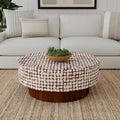 Table basse ronde incrustée de coquilles de noix de coco – Blanc / Naturel, 2 à 4 places