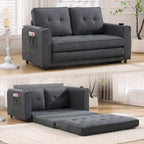 Canapé-lit futon convertible 3-en-1, 2 places, Gris clair / Beige / Gris foncé / Marron