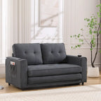 Canapé-lit futon convertible 3-en-1, 2 places, Gris clair / Beige / Gris foncé / Marron