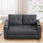 Canapé-lit futon convertible 3-en-1, 2 places, Gris clair / Beige / Gris foncé / Marron