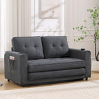 Canapé-lit futon convertible 3-en-1, 2 places, Gris clair / Beige / Gris foncé / Marron
