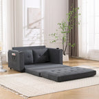 Canapé-lit futon convertible 3-en-1, 2 places, Gris clair / Beige / Gris foncé / Marron