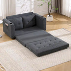 Canapé-lit futon convertible 3-en-1, 2 places, Gris clair / Beige / Gris foncé / Marron