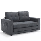 Canapé-lit futon convertible 3-en-1, 2 places, Gris clair / Beige / Gris foncé / Marron