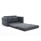 Canapé-lit futon convertible 3-en-1, 2 places, Gris clair / Beige / Gris foncé / Marron