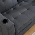 Canapé-lit futon convertible 3-en-1, 2 places, Gris clair / Beige / Gris foncé / Marron