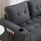 Canapé-lit futon convertible 3-en-1, 2 places, Gris clair / Beige / Gris foncé / Marron