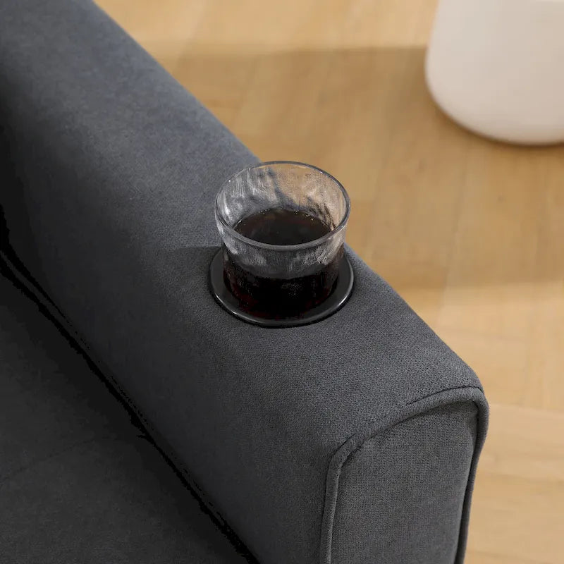 Canapé-lit futon convertible 3-en-1, 2 places, Gris clair / Beige / Gris foncé / Marron
