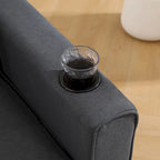 Canapé-lit futon convertible 3-en-1, 2 places, Gris clair / Beige / Gris foncé / Marron