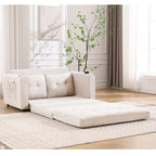 Canapé-lit futon convertible 3-en-1, 2 places, Gris clair / Beige / Gris foncé / Marron