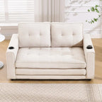 Canapé-lit futon convertible 3-en-1, 2 places, Gris clair / Beige / Gris foncé / Marron