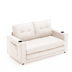 Canapé-lit futon convertible 3-en-1, 2 places, Gris clair / Beige / Gris foncé / Marron